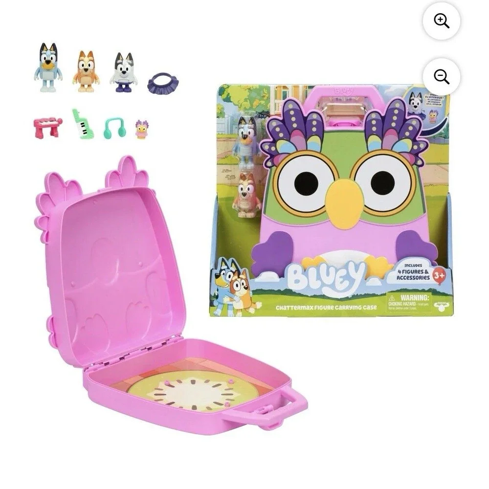 Chattermax Figure Case, Includes Bluey, Bingo, Muffin and Chattermax ~ NEW